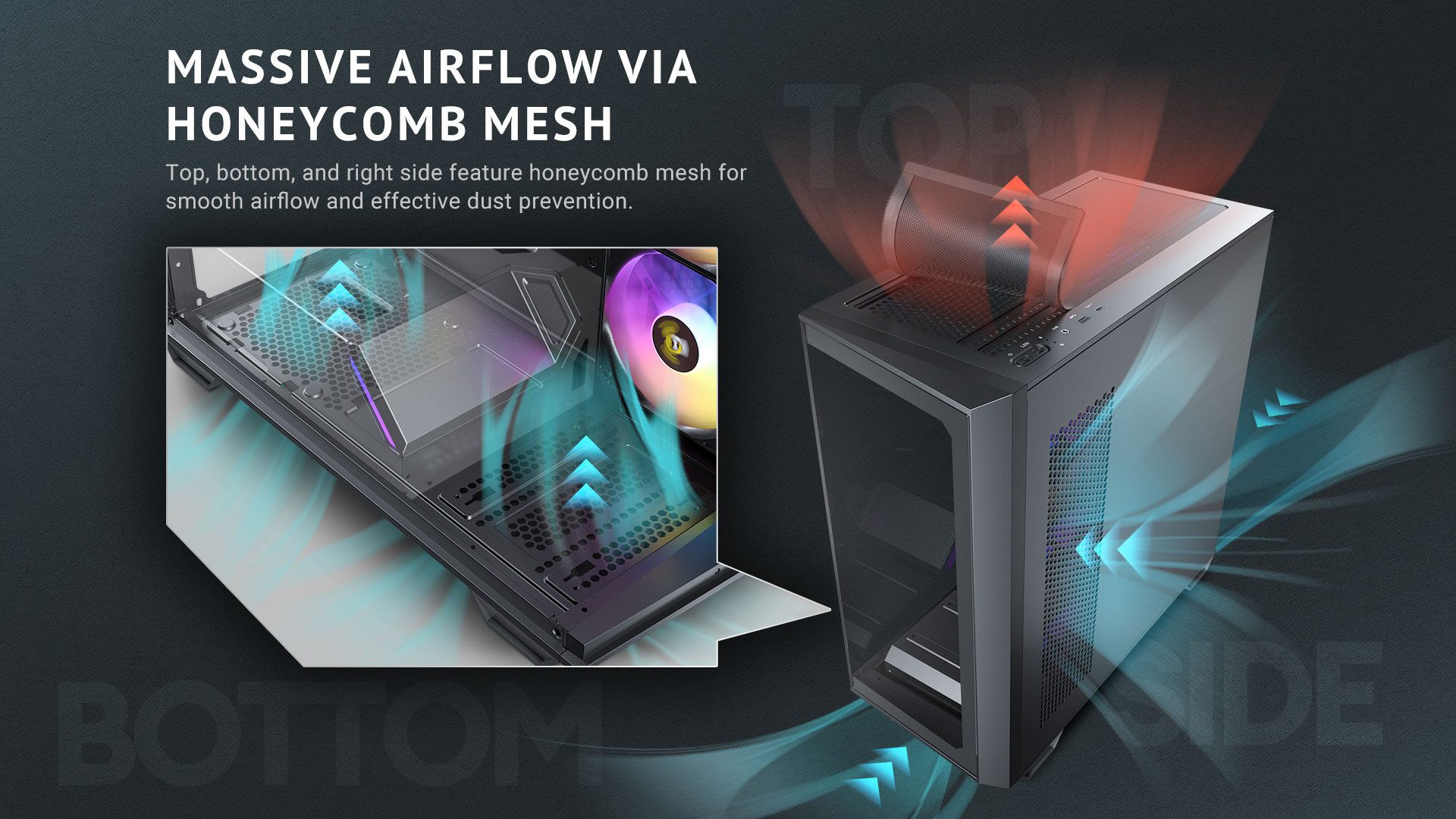 Massive airflow via honeycomb mesh