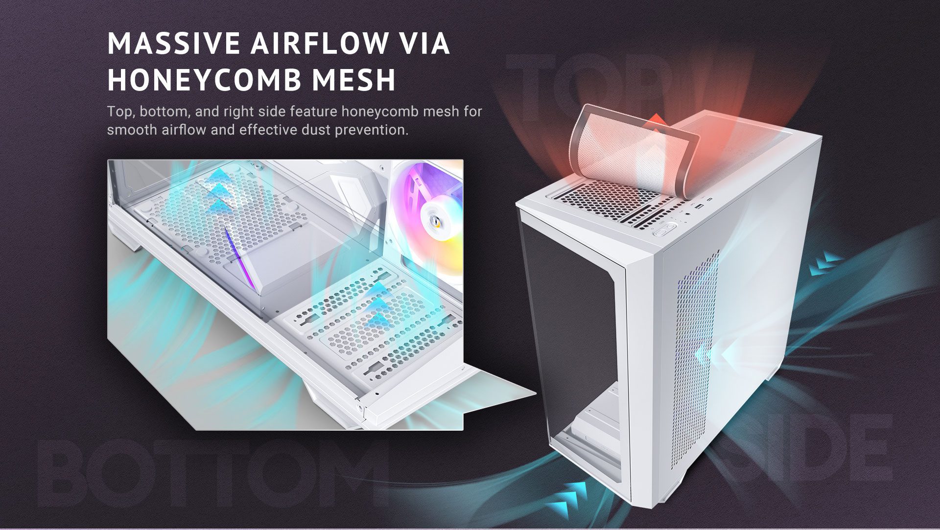 Massive airflow via honeycomb mesh