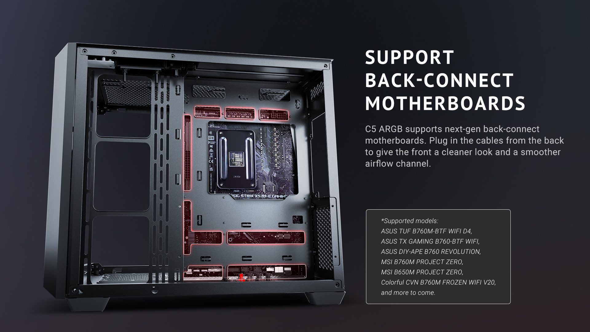 Support back-connect motherboards