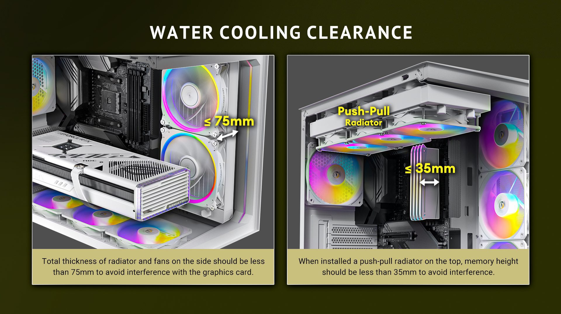 Water cooling clearance