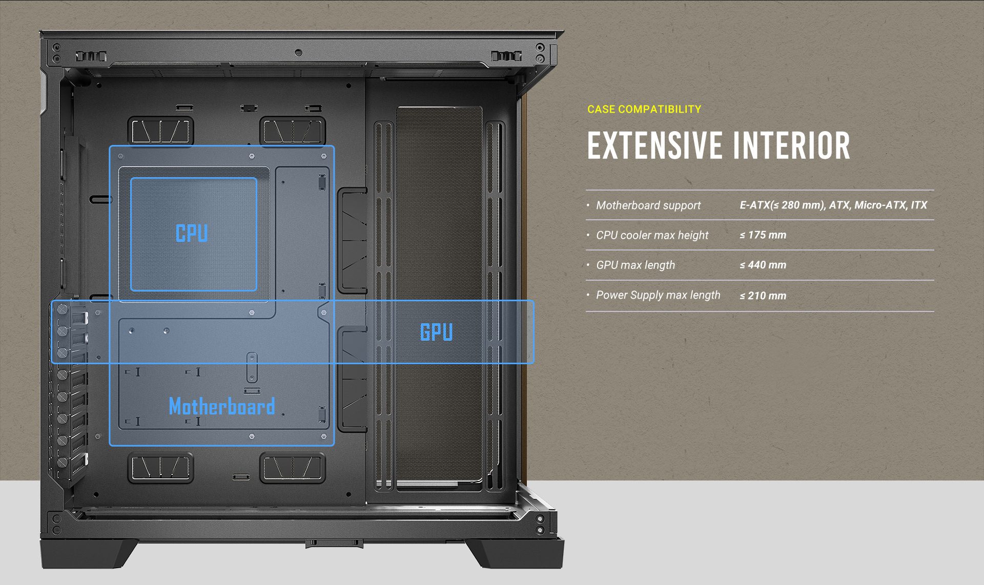 CASE COMPATIBILITY Extensive Interior