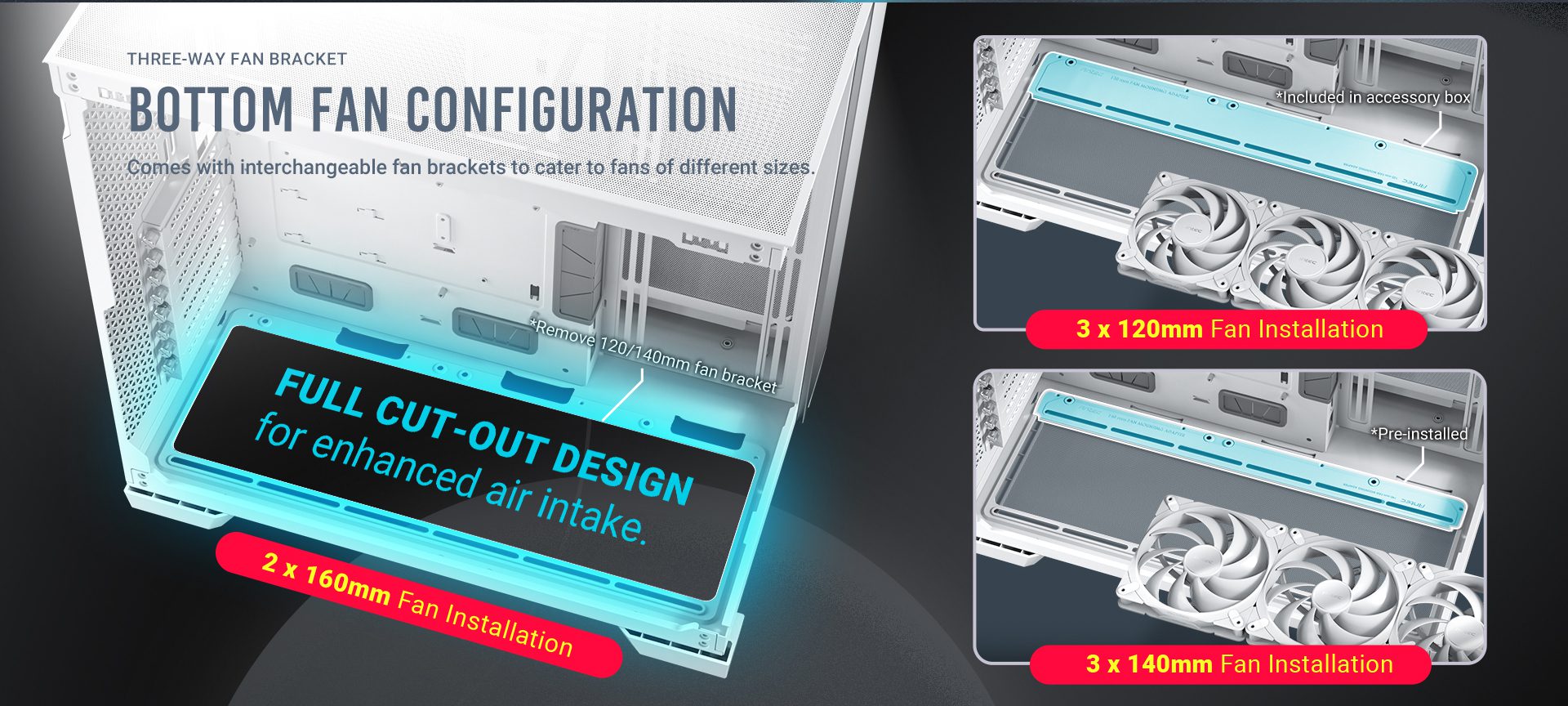 Bottom fan configuration