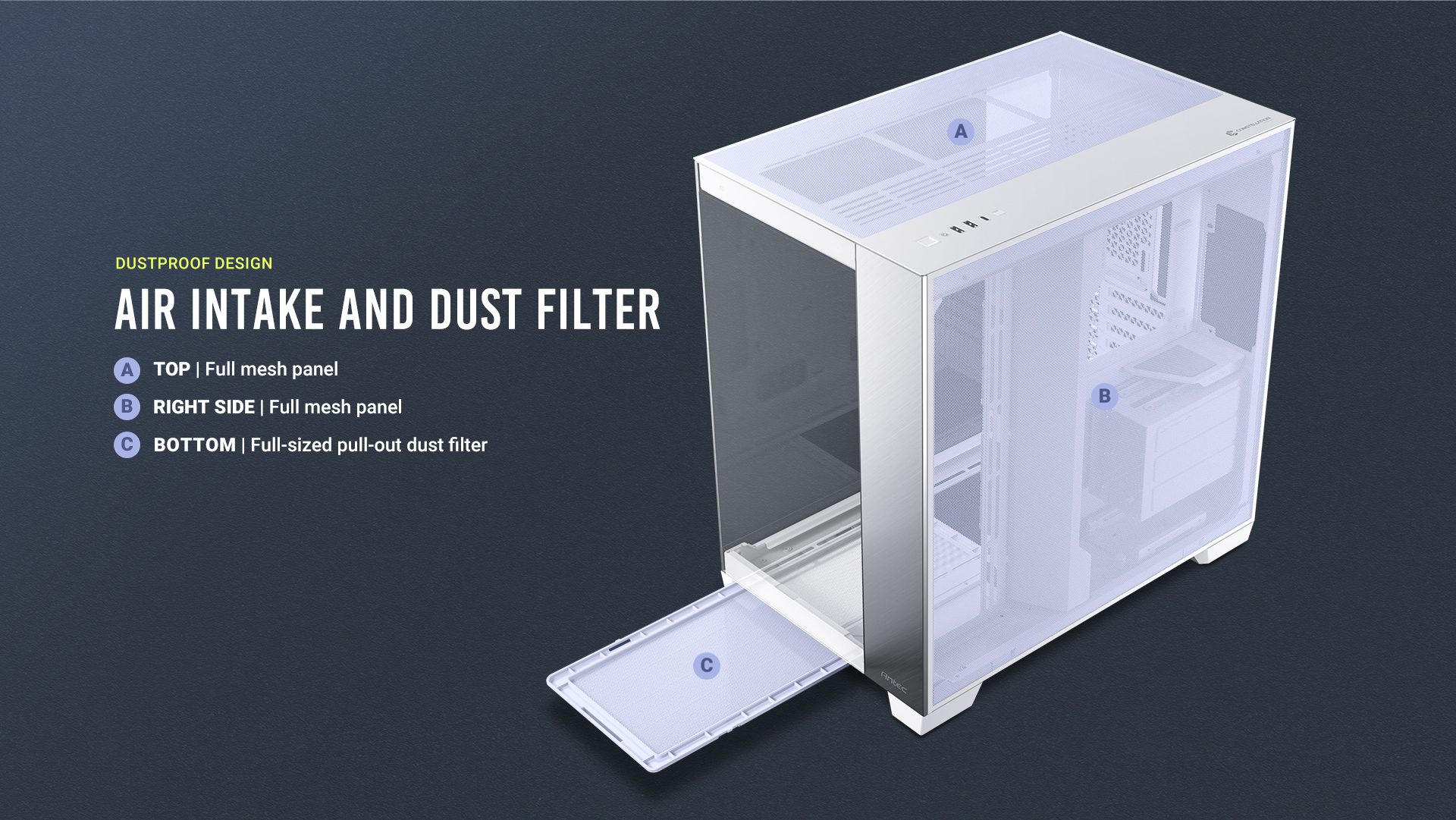 Air intake and dust filter