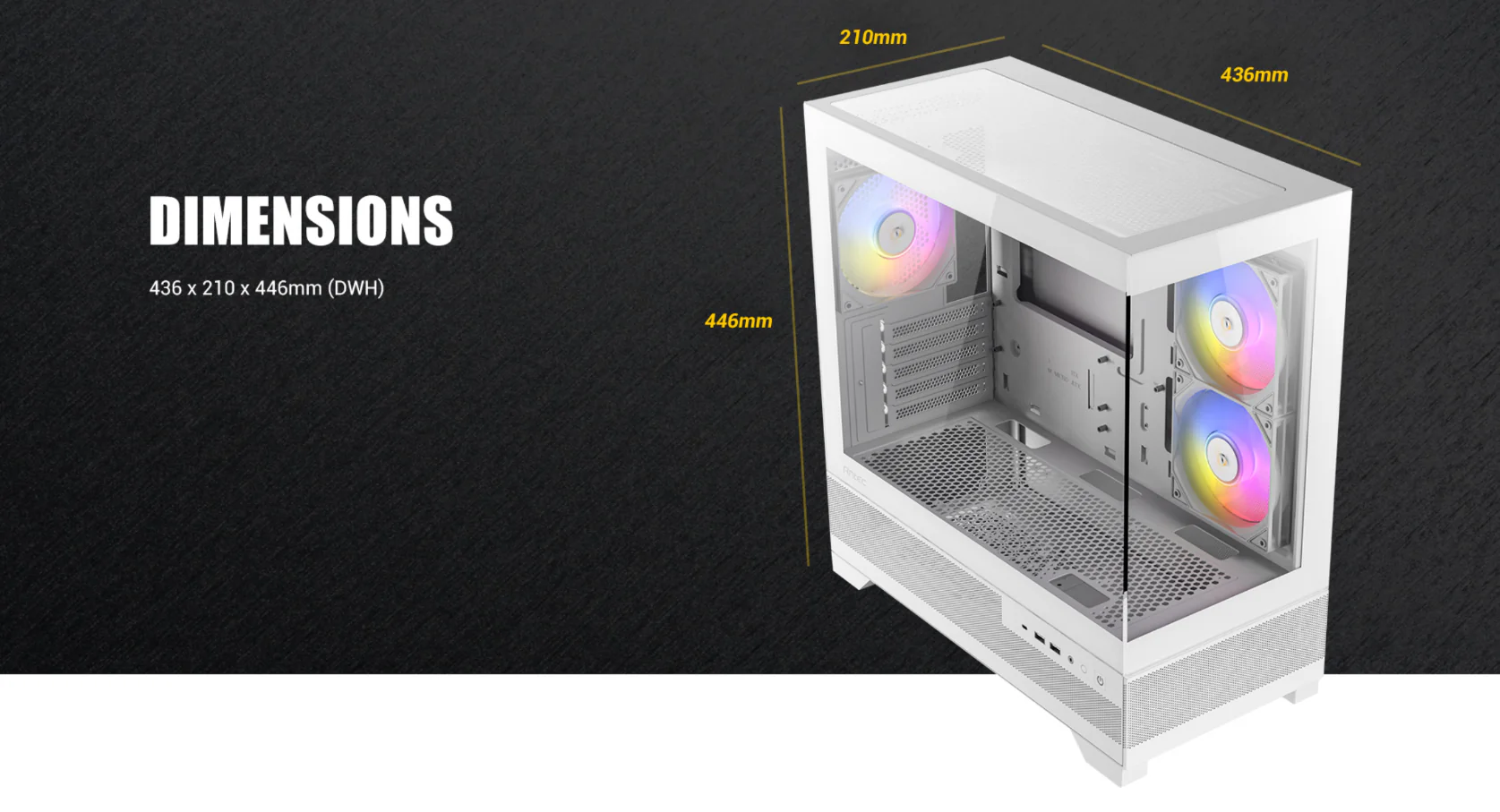 Dimensions 436 x 210 x 446mm (DWH)