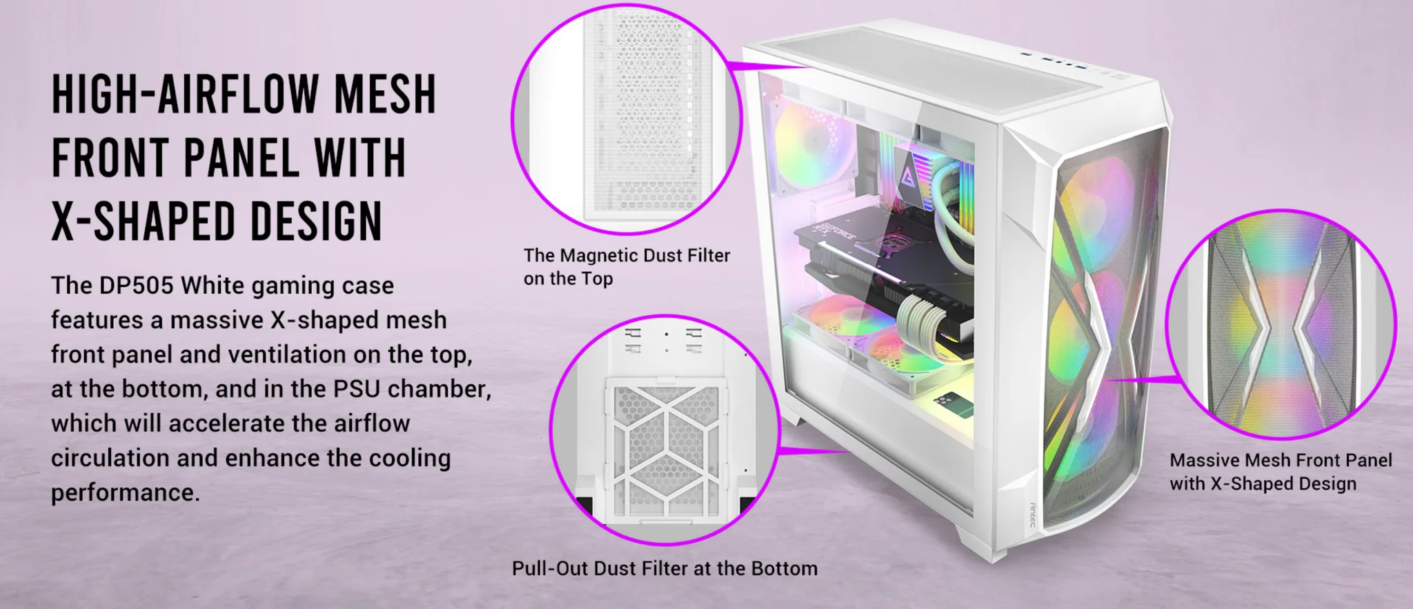 MASSIVE MESH High-Airflow Mesh Front Panel with X-Shaped Design