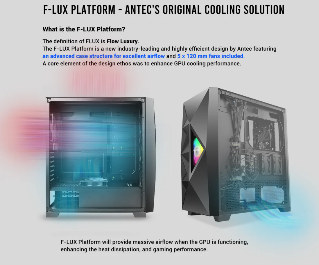 Patented F-LUX Platform Antec's Original Cooling Solution