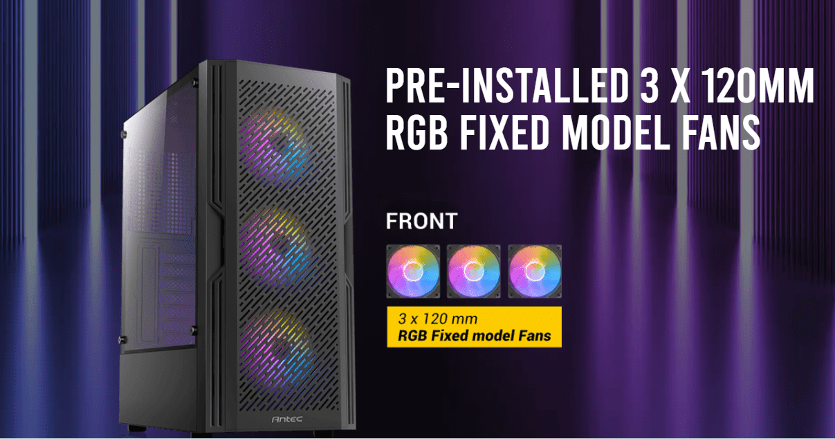 Pre-Installed 3 x 120mm RGB Fixed Model Fans