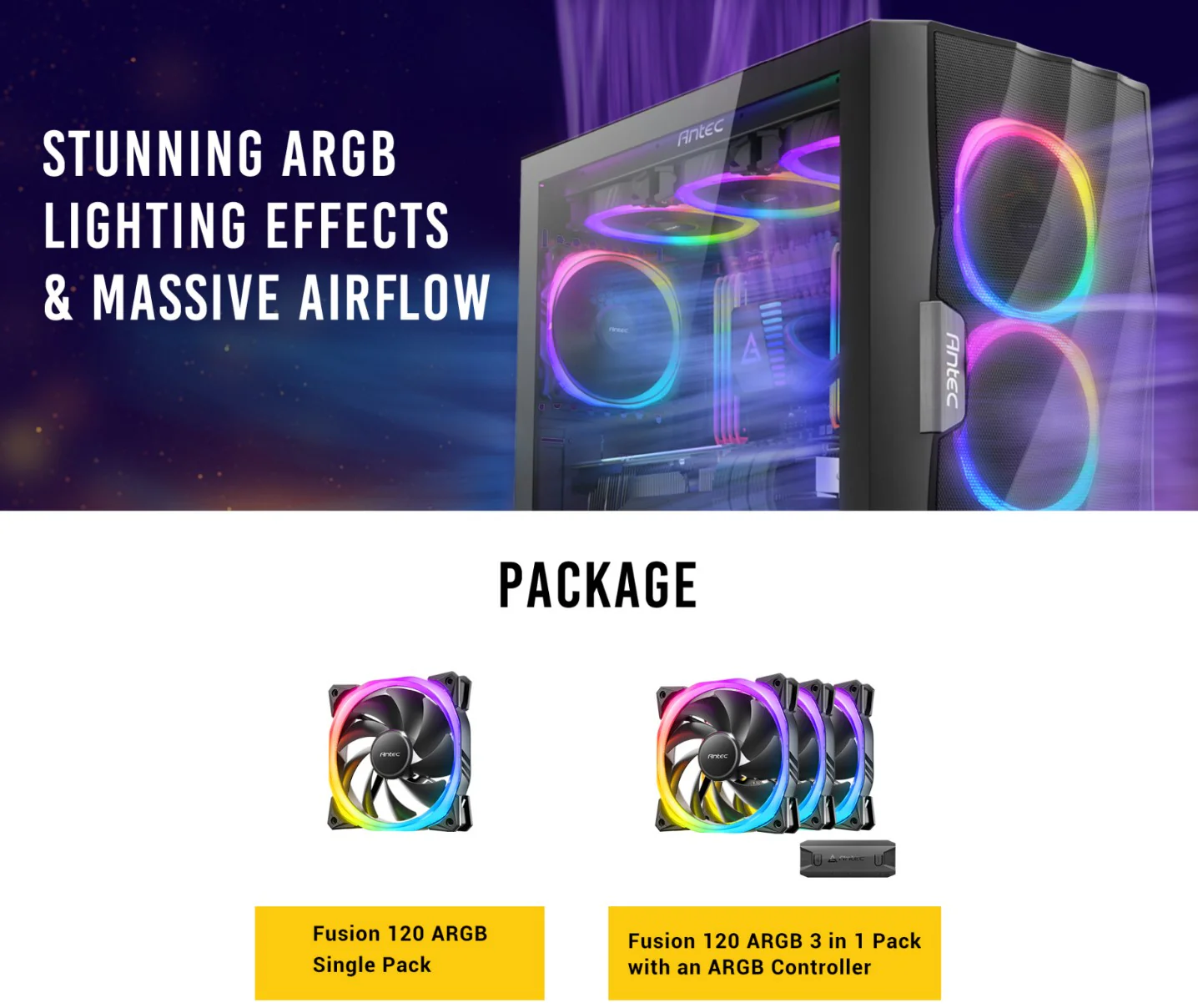 Stunning ARGB lighting effects & Massive Airflow