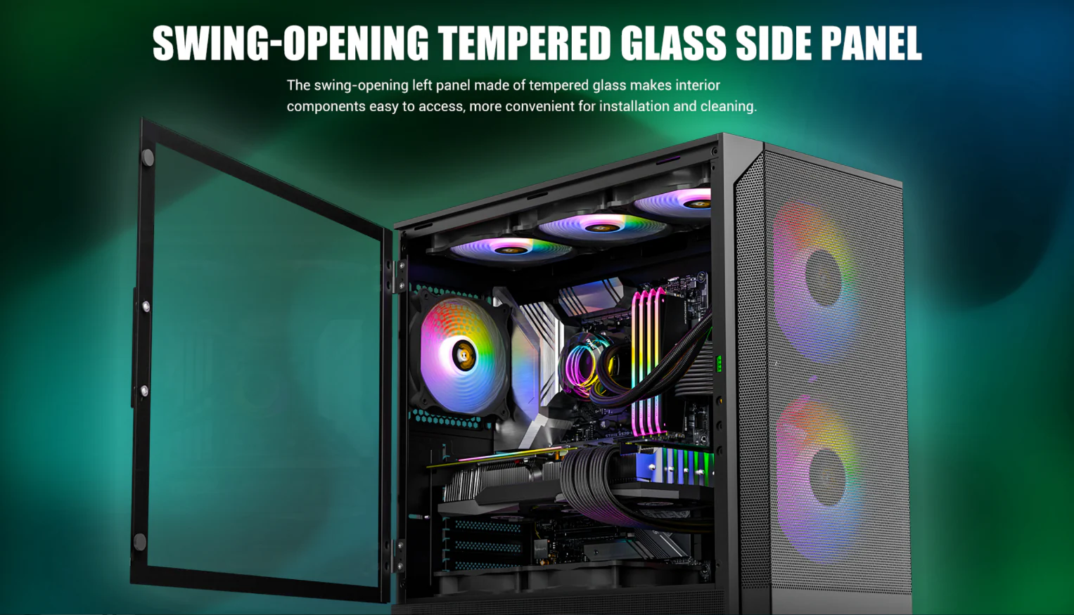 Swing-Opening Tempered Glass Side Panel