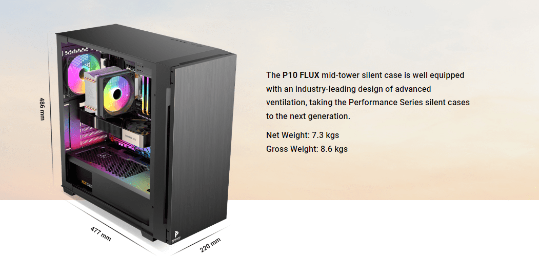 The P10 FLUX mid-tower silent case