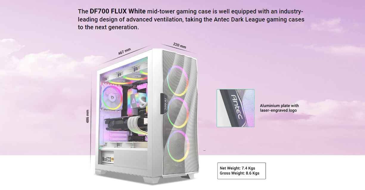 DF700 FLUX White mid-tower gaming case