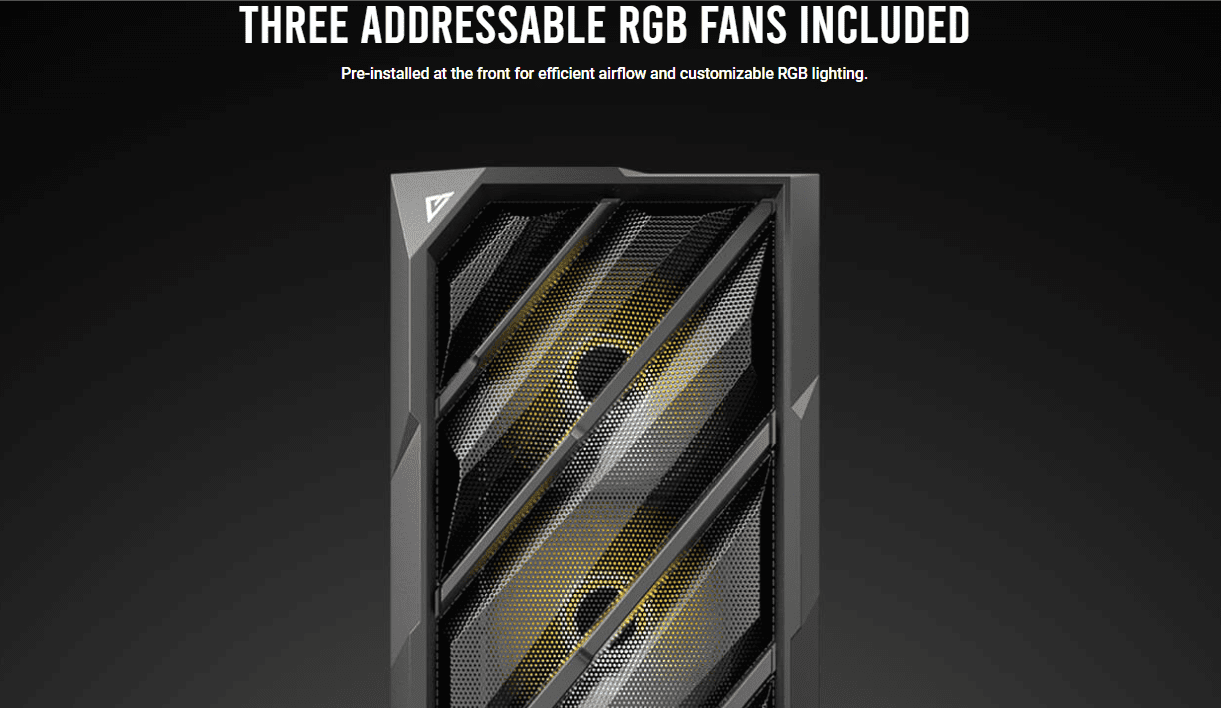 Three addressable RGB fans Included