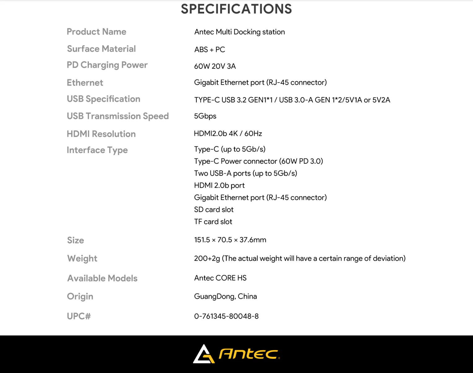 ANTEC MULTI DOCKING STATION